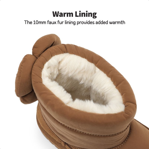 Girls Non-Slip Faux Fur Snow Boots - CAMEL - 3